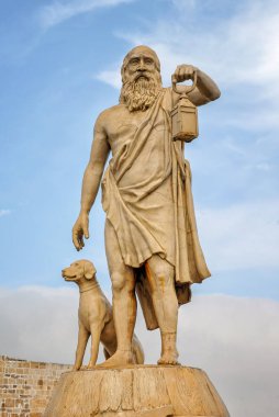 Statue Of Diogenes, famous ancient Greek philosopher born in Sinop in the 5th century BC. Sinop, Turkey. clipart