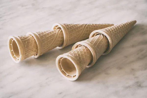Ice Cream Cornets Marble Surface — Stock Photo, Image
