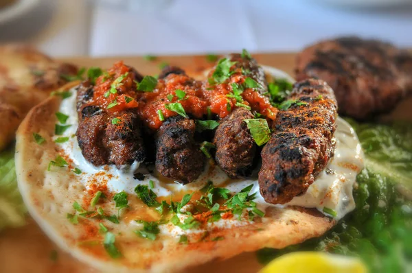 Greek Kebabs On A Plate
