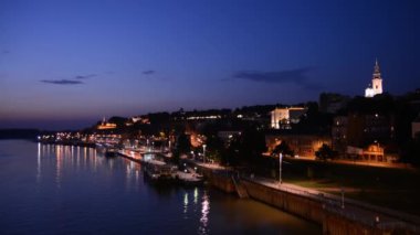 BELGRADE, SERBIA, FEBRUARY 13, 2017: Night video of Belgrade cityscape, Serbia