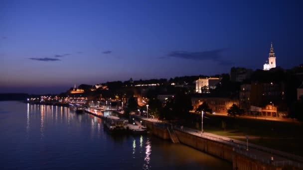 Belgrade Serbia February 2017 Night Video Belgrade Cityscape Serbia — Stok video