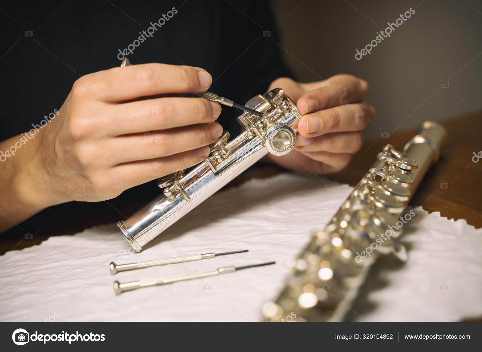 Assembling Flute Footjoint, Flute Maintenance Stock Photo by ©czgur