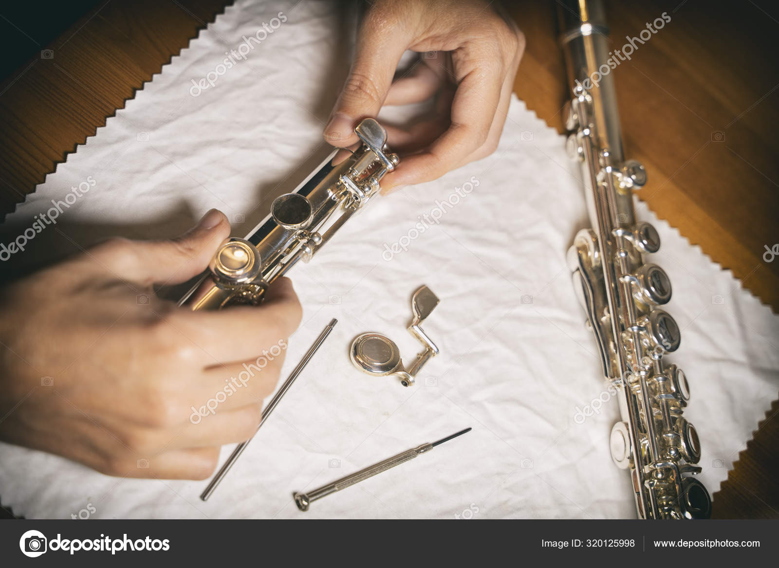 Assembling Flute Footjoint, Flute Maintenance Stock Photo by ©czgur