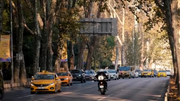 Istanbul Türkei November 2019 Verkehr Fließt Dolmabahce Bezirk Besiktas Istanbul — Stockvideo