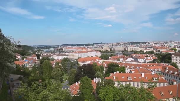 Panning Shot Prague Cityscape Τσεχία — Αρχείο Βίντεο