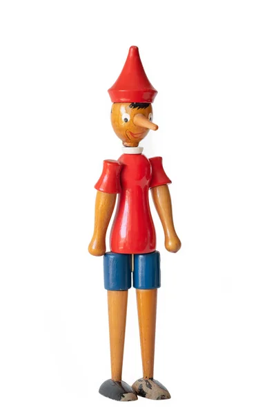 Pinocchio Spielzeug Aus Holz Isoliert Auf Weißem Hintergrund — Stockfoto
