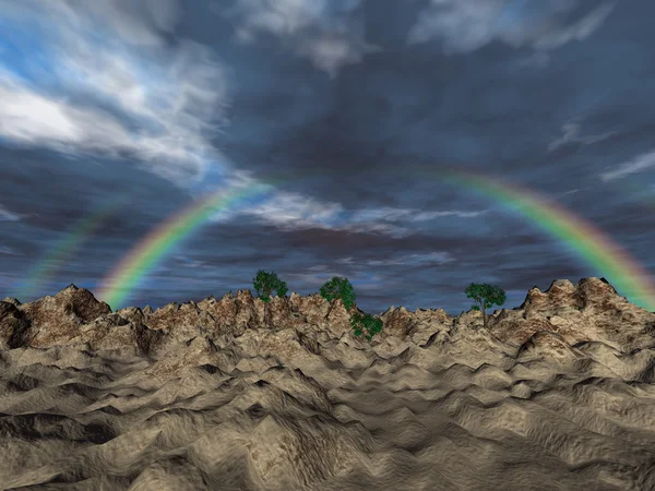 Rainbow ile peyzaj — Stok fotoğraf