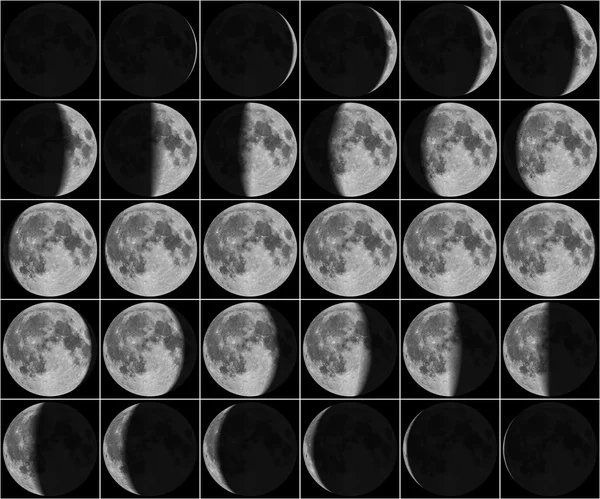 Moon 30 day phases — Stock fotografie