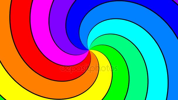 Радужный спектральный вихрь вращается быстро против часовой стрелки, бесшовный цикл — стоковое видео
