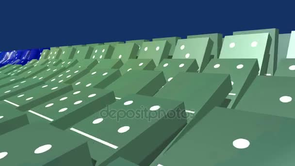 Feliz Año Nuevo 2017 en la caída de ladrillos de dominó, animación 3D — Vídeo de stock