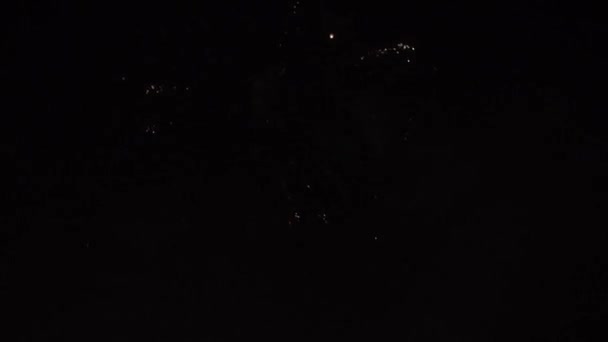 Новорічні феєрверки на нічному небі — стокове відео