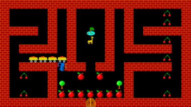 Tren puzzle, retro tarzı düşük çözünürlüklü pixelated oyun grafik animasyon, düzeyi 24