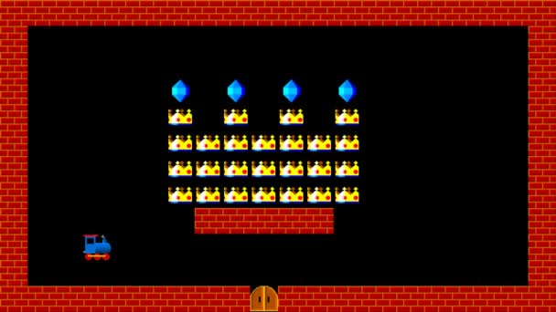 Tren rompecabezas, estilo retro de baja resolución pixelada animación de gráficos del juego, nivel 2 — Vídeo de stock