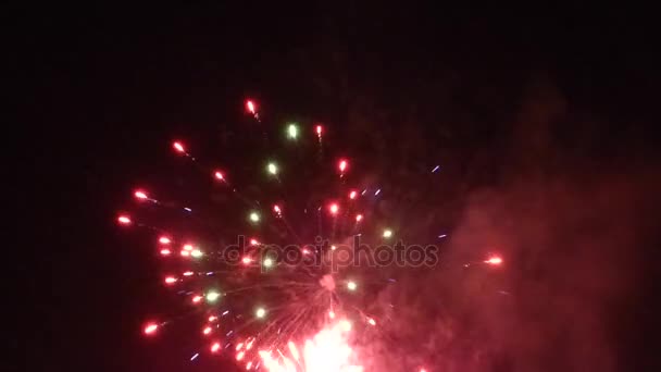 Nový rok ohňostroj na noční obloze — Stock video