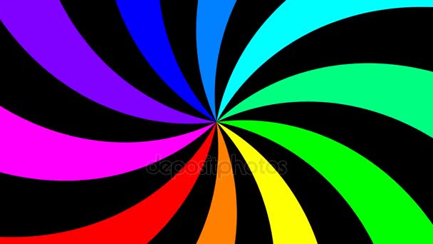 Arco iris remolino espectral girando lentamente en sentido contrario a las agujas del reloj, bucle sin costuras — Vídeos de Stock