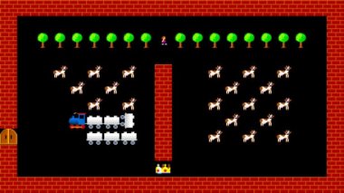 Tren puzzle, retro tarzı düşük çözünürlüklü pixelated oyun grafik animasyon, seviye 5