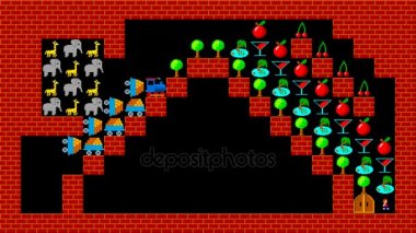 Tren puzzle, retro tarzı düşük çözünürlüklü pixelated oyun grafik animasyon, seviye 26