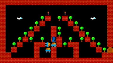 Tren puzzle, retro tarzı düşük çözünürlüklü pixelated oyun grafik animasyon, düzey 38