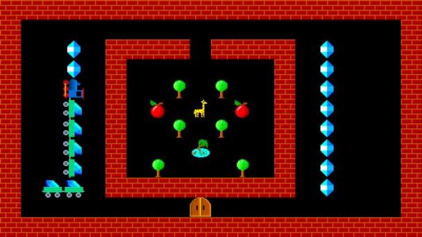 Vlak puzzle, retro styl nízkým rozlišením pixelated herní grafika animace, úroveň 8 — Stock video