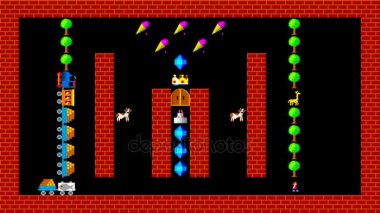 Tren puzzle, retro tarzı düşük çözünürlüklü pixelated oyun grafik animasyon, seviye 10