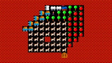 Tren puzzle, retro tarzı düşük çözünürlüklü pixelated oyun grafik animasyon, seviyesi 40