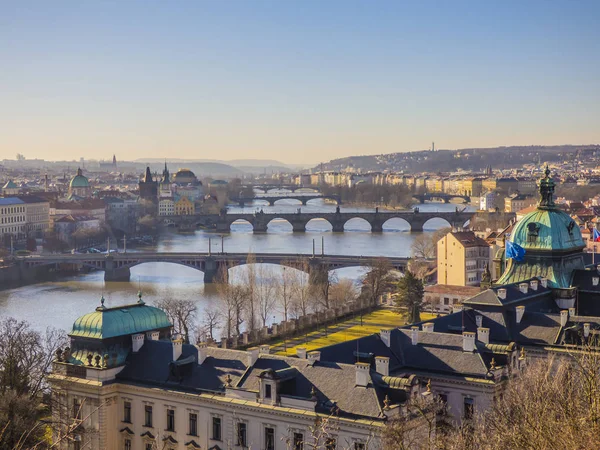 Prag panorama ile Vltava Nehri, Çek Cumhuriyeti