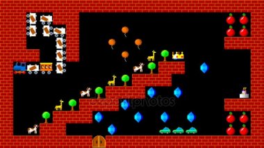 Tren puzzle, retro tarzı düşük çözünürlüklü pixelated oyun grafik animasyon, seviye 13