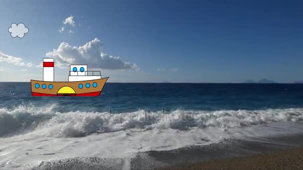 Steamship Sea Animation — Stock Video