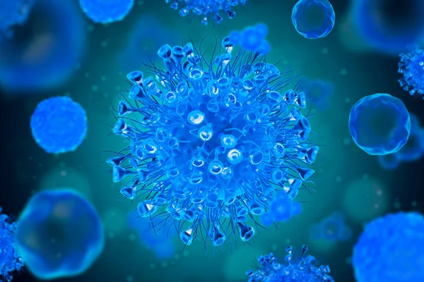 Wuhan 'da Çin salgını Coronavirus 2019-nCoV, Novel Coronavirus (2019-nCoV). Virüs Covid 19-NCP. NCoV tek iplikli RNA virüsü olduğunu gösteriyor. 3 Boyutlu Hazırlama.