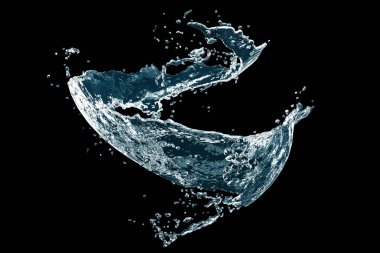 Yüksek çözünürlüklü su siyah arkaplan üzerine koleksiyon sıçratır.