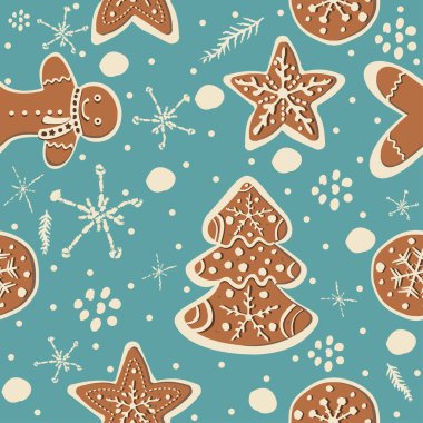 Çizgi film Noel Kurabiyeleri, Kusursuz Desen Arkaplan, Tatil Konsepti