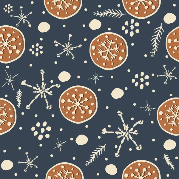 Natale Natale Pattern Sfondo Con Pan Zenzero — Vettoriale Stock