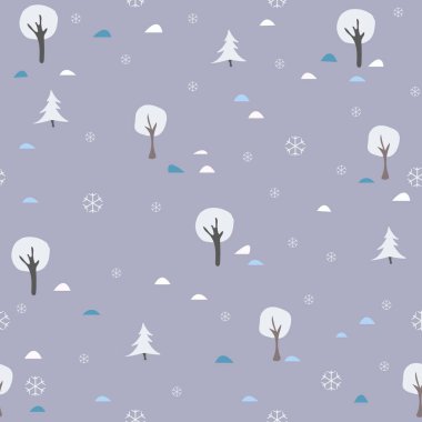 Ağaçlı ve karlı Noel Şablonu