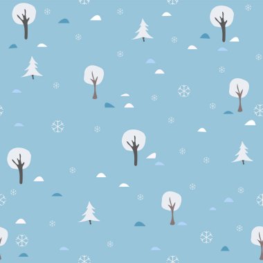 Ağaçlı ve karlı Noel Şablonu