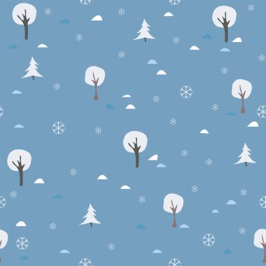 Ağaçlı ve karlı Noel Şablonu