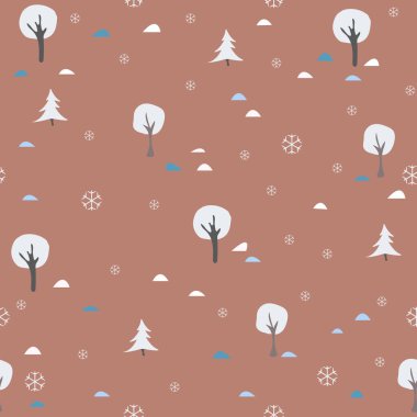 Ağaçlı ve karlı Noel Şablonu