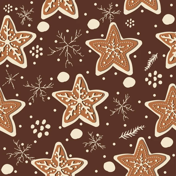 Holiday Christmas Pattern Background with gingerbread