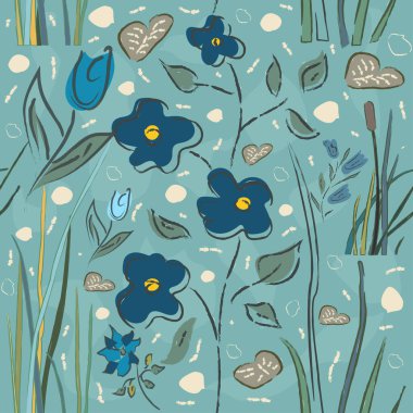 Çiçeksiz desen, arka plan. Vektör illüstrasyonu 