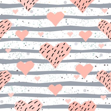 Tatil Şablonu, Kalpli Arka plan. Vektör illüstrasyonu     