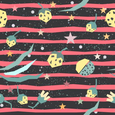 Böğürtlenli, çiçeksiz desen, arka plan. Vektör illüstrasyonu 