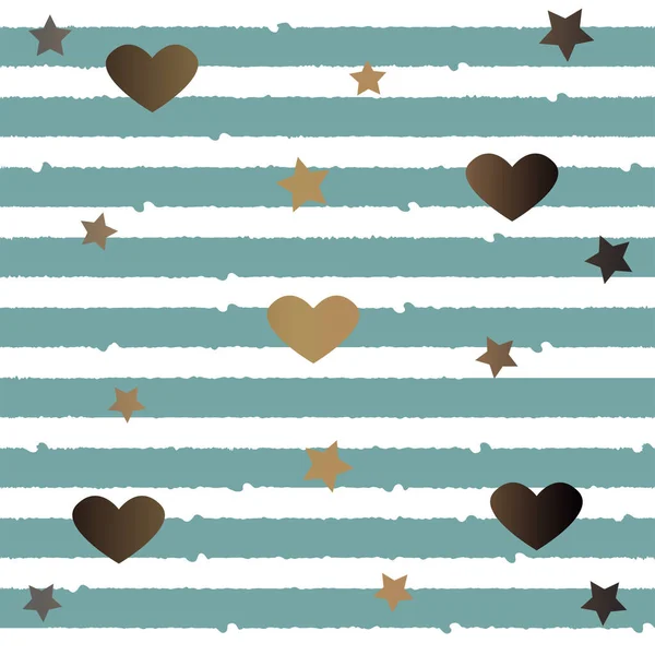 Holiday Pattern Background Hearts Stars Vector Illustration — Stock Vector