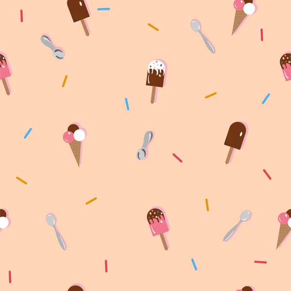 Helados Sin Costura Patrón Fondo Ilustración Vectorial — Vector de stock