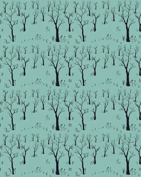Blommig Sömlös Mönster Träd Bakgrund Vektorillustration — Stock vektor