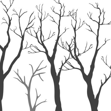 Çiçeksiz desen, ağaçların arkası. Vektör illüstrasyonu 