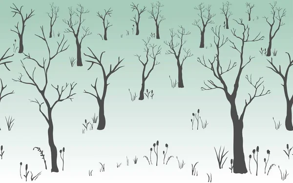 Blommig Sömlös Mönster Träd Bakgrund Vektorillustration — Stock vektor
