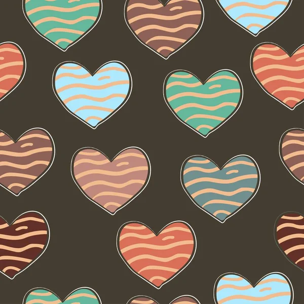 Terracotta Heart Abstract Seamless Pattern. Modern Digital Desig — Stock Vector