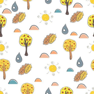 Şirin Ağaçlı Kusursuz Desen. İskandinav Tarzı.