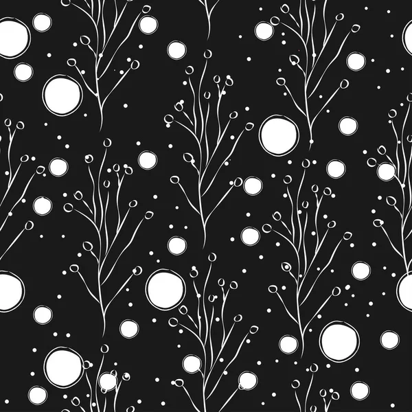 Nahtloses Wintermuster mit handgezeichneten Schneeflocken. skandinavisch — Stockvektor