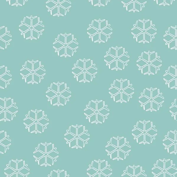 Elle çizilmiş kar taneleriyle kusursuz kış deseni. İskandinav — Stok Vektör