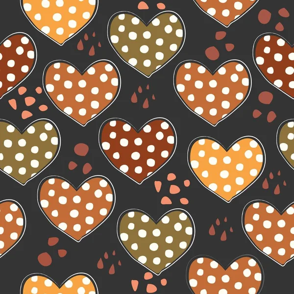 Terracotta Heart Abstract Seamless Pattern. Modern Digital Desig — Stock Vector